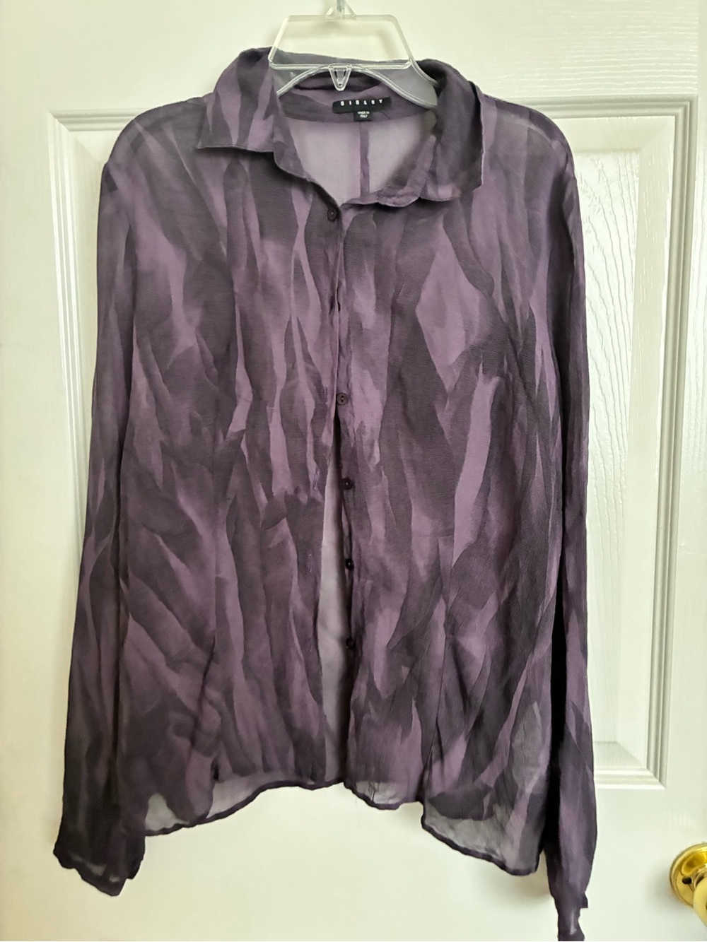 Vintage Y2K Purple Sheer Button-Front long sleeve top